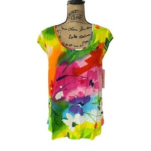Jams World Daydreamer Bliss Top Shirt Multicolored Floral Size Small NWT